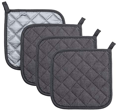Joyhalo 4 Pack Pot Holders for Kitchen Clearance, Hot Pads for Kitchen, Countertops, Oven Pot Holders Bulk, Potholders Sets for Kitchens Heat Resistant, Grey