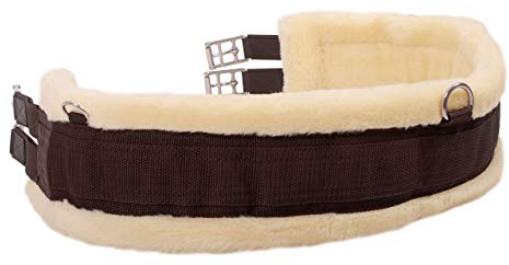 ARBO-INOX - Sattelgurt - Vielseitigkeitsgurt - Fellimitat - elastische Enden - Rollschnallen (135cm, Braun)