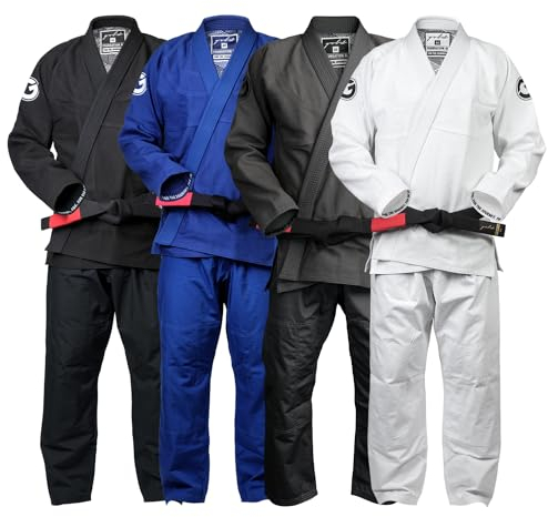 Gold BJJ Foundation Gi – Pearl Weave Jiu Jitsu Gi für Damen und Herren – IBJJF Competition Legal BJJ Gi (weiß, A2L)
