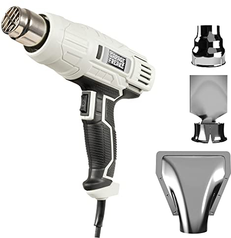 Garage Freaks Pistolet à air chaud électrique avec 5 M de câble, 2000 Watt décapeur thermique 2 vitesses, plage de température 350°C / 600 °C, y compris 3 buses de rechange