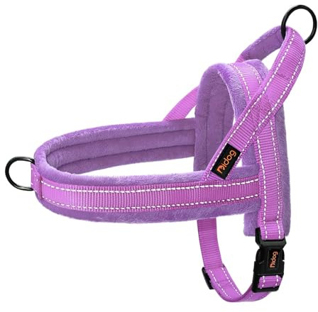 Didog Soft Flannel Padded Dog Vest Harness, No Pull/Quick Fit Reflective Dog Strap Harness, Easy for Training Walking (S:Chest 18-22, Purple)