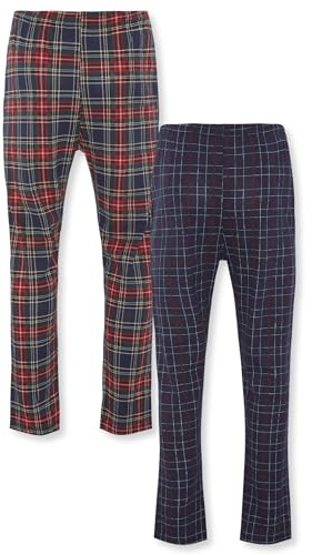 FM London pijama para hombre paquete de 2 - Pantalones de pijama ligeros para hombre, ropa de dormir y ropa de dormir, Azul (Marino/Burdeos), XL