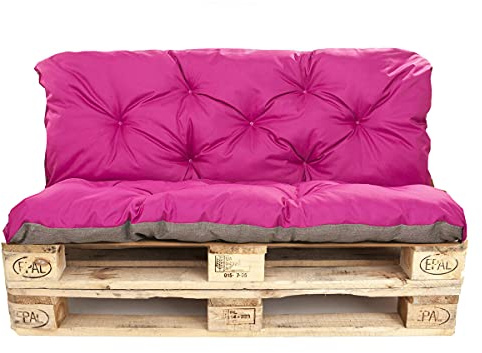 Coussins pour palettes - Pour l'extérieur et l'intérieur - Coussin d'assise 120 x 60 cm + dossier 120 x 50 cm, rose