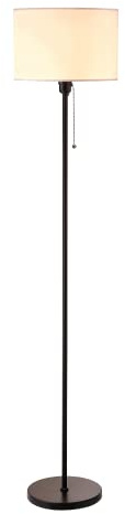 O’Bright Ted - Drum Shade Standing Lamp, Pull Chain Switch, E26 Socket, Modern Minimalist Design, Simple Floor Lamp for Living Room, Bedroom, Office, Black