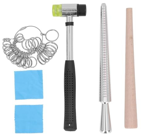Ring Schmuck Sizer Tools Set, Aluminium Ringe Ringmaß Messwerkzeug Ringherstellungsset Ringstab Set Ringmesser Messen Ringgrößen-Bestimmer Ringstock Metall Ringmaß Ring Sizer Für Herren Damen Schmuck
