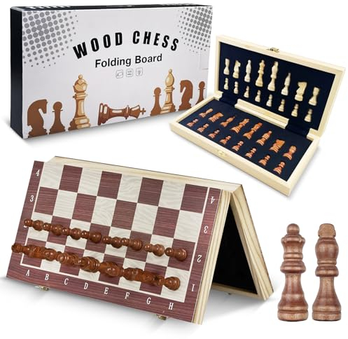 Tekenewbse Schachspiel, 29 × 29 cm Einklappbar Schachbrett Schach Magnetic, Schachspiel Holz Hochwertig, Kinder Chess Board Magnetisch, Magnetisches Reise Schach Brett Set für Kinder und Erwachsene