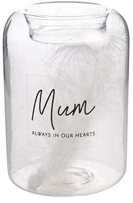 Widdop Thoughts of You glas värmeljushållare med fjäder inuti – mamma – minnesmärke minnesljus present minne sentimentalt meddelande