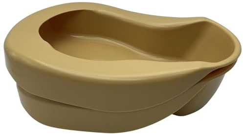 Heavy Duty Comfortable Plastic Pontoon Style Gold Bedpan for Adults Elderly Bedridden Patients (Pack of 2)