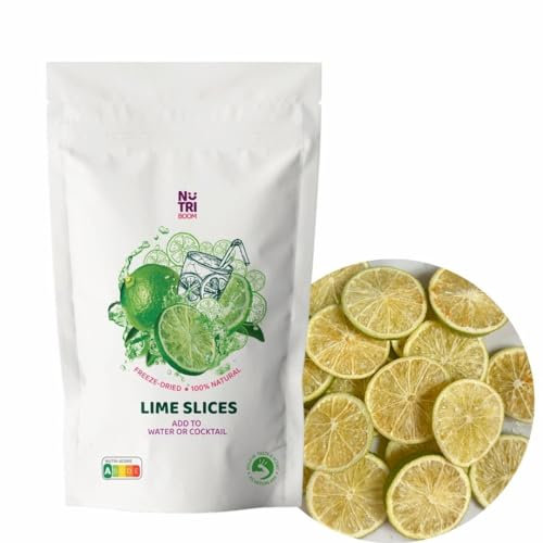 Freeze Dried Lime Slices (Rodajas de lima liofilizadas) - 100% Natural, Tart & Zesty, Perfect for Snacking and Cocktails, Decorating Drink, Infused Waters (100g pack)
