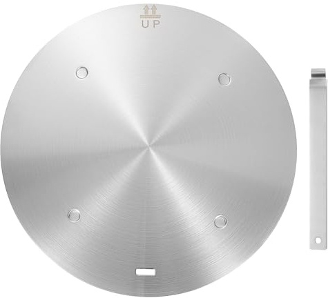 uxcell Heat Diffuser Plate for Gas Stove 11 Inch Round Heat Conduction Induction Adapter Plate with Removable Handle Cookware Protector for Cookware Heat Cooking Unfreeze, Silver Tone