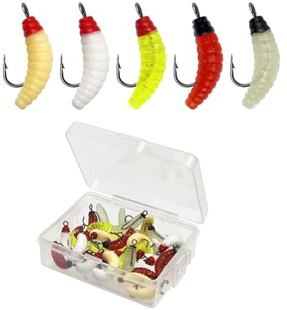 FOLANDO 30pcs Fishing Soft Worms Lures Set, Artificial Lures for Bass, Trout, Pikes