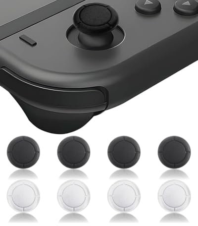 KGDUYC 8pcs Ersatzkappe für Controller Switch Joystick Kappen,Thumbsticks Protege für Switch/Lite Silikon Joystick Schutzzubehör 3D Grips Caps (Schwarz+Weiß)