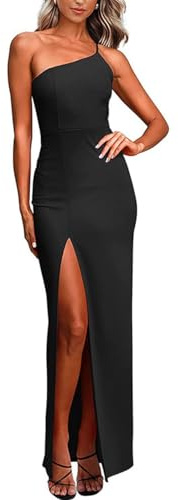 XFSRG Robe sans Manche Femme Asymétrique Une Épaule Fendue Robes Chic Et Elegant Moulante Longue Soirée Cocktail Maxi Dress Summer Bodycon Fête