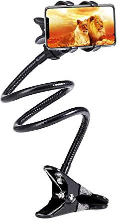 Flexibler Schwanenhals Webcam Ständer Telefonhalter Desktop Klemme 27 Zoll Verstellbarer Arm für Webcam und Handy Optimal für Streaming-Aufnahmen und Videokonferenzen (Schwarz)