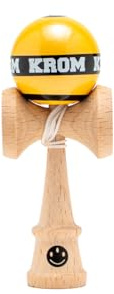 KROM Kendama MIKRO Jaune - Mini Kendama en Bois de hêtre - Entièrement jouable - Format de Poche - pour débutants et Professionnels