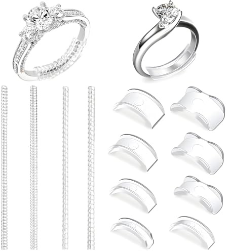Admygo 12PCS Ring Size Adjuster Set, Invisible TPU Guard & Sizer Pads + Spiral Tightener for Loose Bands, Clear Resizer for Men Women, Fit Wedding Engagement Jewellery