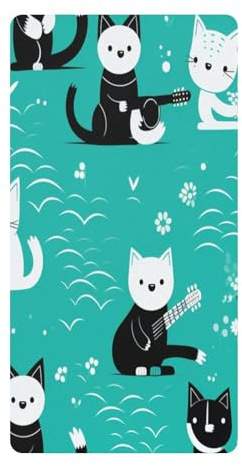 Lindos Gatos Azules Sábana de Cuna para Niños Pequeños,Sábanas de Algodón Suave para Bebés Aptas para Colchón Corralito