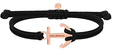 SAILBRACE Armband schwarz ANKER rosé gold