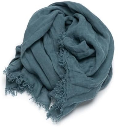 LinenMe - 100% Leinen Sommerschlal 100 x 200 cm Garza Fringe - Leichter Schal Herren Damen Unisex - Leinen Sommer Schal mit Fransen, Balsam Green