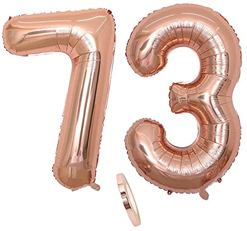 Globos numeros 73 años, Number globo número 73 oro rosa para niña Mujeres Chica, 40 Figuras Decor globo de lámina de helio inflable, gigante grande decoración fiesta de cumpleaños boda (xxxl 100cm)