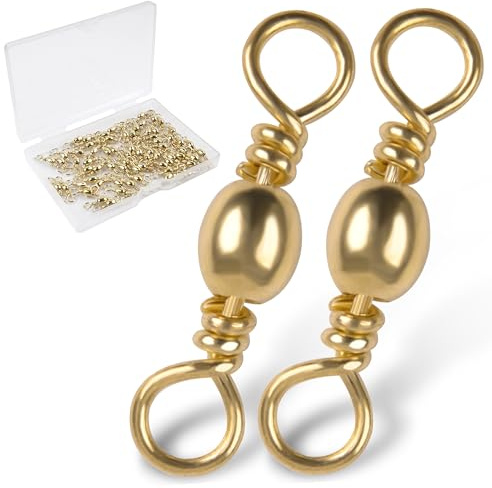 SILANON Girelle a barile da pesca, 60/120 pezzi, girelle per la pesca a sfera, in ottone inossidabile, anelli solidi, ad alta resistenza, accessori per la pesca in acqua salata (4# 60 pezzi)