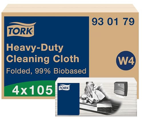 Tork Biobased Heavy-Duty Cleaning Cloth White W4, exelCLEAN® Technology, 4 x 105 Cloths, 930179