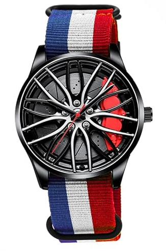 ROSSOM Hommes Montre Hommes Sport Montres mâle évider Conception Montre Nylon Militaire analogique Quartz Montre pour BMW Roue étrier Hommes Montres