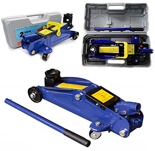 Cric Voiture de Rouleur- Crique Hydraulique Auto - Cric Hydraulique 2T avec Une Hauteur de Levage de 135 à 320mm, avec Longue Poignée de Levage, Roues Pivotantes et Cas de Stoagre