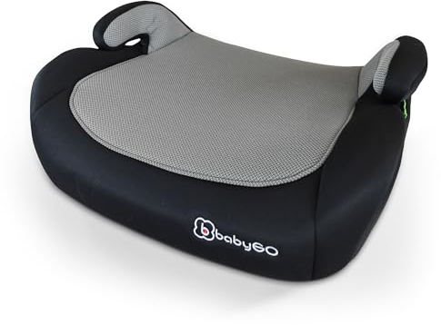 babyGO Sitzerhöhung Booster nach neuer I-Size Norm - Kindersitzerhöhung 125 und 150 cm - Kindersitz/Autositz für Kinder Melange-Schwarz