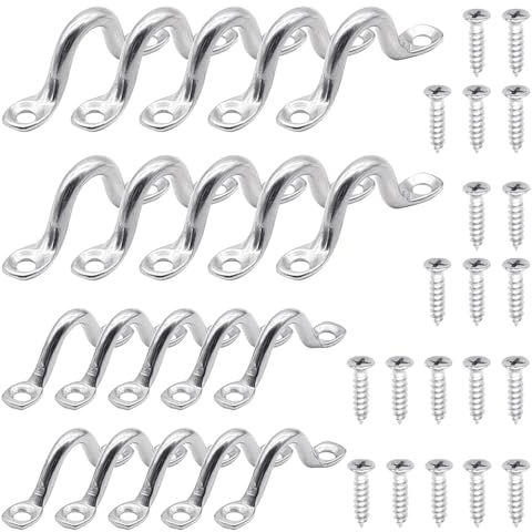 BuxiuGK 20 Stück Fenderöse Kajak 304 Edelstahl,10 Stück Fenderöse 5mm & 10 Stück Fenderöse 4mm & 40 Schrauben für Kajak Kanu,für Boot,Kajak,Kanu,Sunfan
