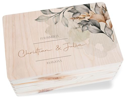 Erinnerungsbox - Für immer ja | Liebesgeschenk | Ich liebe Dich Geschenk Holzkiste | Geldgeschenk Verpackung Hochzeit Geldbox | Schatzkiste Hochzeit | Geschenkbox Liebe | Beziehung Geschenk - 30 x 20