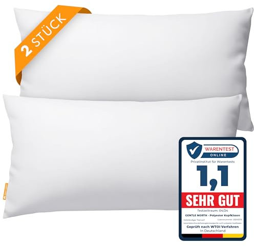 Gentle North Kopfkissen (50x70 cm groß) - 2er Set Kissen für Bett und als Dekokissen - Mit Reißverschluss für Füllung - Sofakissen - Zierkissen für Couch und Sofa - Ökotex - Waschbar bis 60° - Weiß