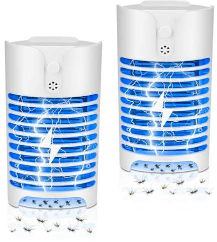 Lot de 2 Tueurs D'insectes électriques, Lampe Anti-moustiques avec Lumière UV, Piège à Insectes Enfichable sans Produits Chimiques Toxiques, Piège à Mouches Intérieur pour Cuisine, Chambre à Coucher