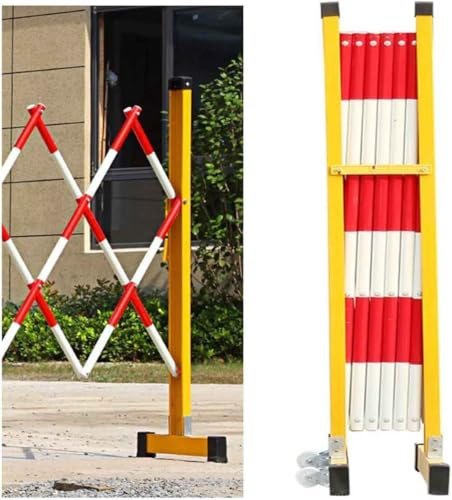 MISKYN Transenne da Esterno Sistema di Barricate Mobili | Barriere di Sicurezza Espandibili Tubo in Acciaio Robusto Spesso 25 Mm | Barricate con Ruote,1.2 * 2m