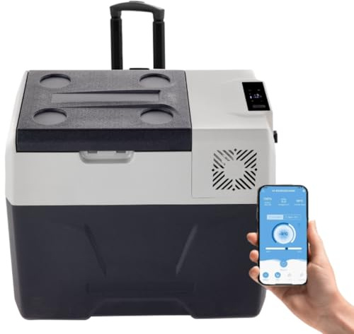 ZHIMAI Glacière électrique, 50 L Frigo, 12 V et 230 V congélateur pour Voiture, Camion, Camping-Car, Bateau et Prise de Courant