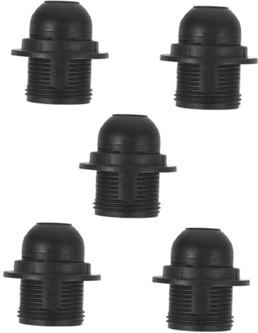 TOPBATHY 5piezas Portalámparas Base Roscada Negro Para Bricolaje Resistente Al Fuego Compatible Accesorios De Iluminación