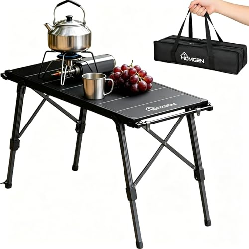 HOMGEN Stable IGT Camping Table Folding-34.7 x 15 inches Tabletop Size IGT Foldable Table with Adjustable Height 15-21.6 Inches-7Pcs Standard IGT 0.5 Unit Table Tops-Aluminum Alloy for Camping/Picnic