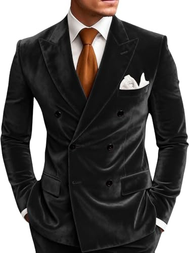 Costume 2 pièces en velours pour homme - Double boutonnage - Blazer en velours