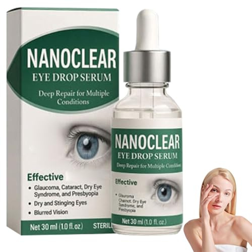 NanoClear Eye Drops, NanoClear Suero en Gotas Para Los Ojos, Gotas Para Los Ojos Nano Clear Para un Cuidado Suave, Ingredientes Naturales, Para Hombres y Mujeres (1 Botella, 30ml)