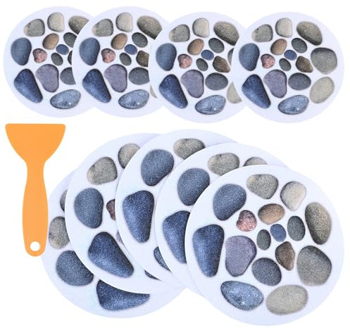 Solvio 10 Pcs Non Slip Bath Stickers, Round Anti Slip Shower Stickers with Scraper, Self-Adhesive Safety Bathtub Treads for Bath Tub, Shower Room, Stairs and Slippery Surfaces (15cm Diameter)