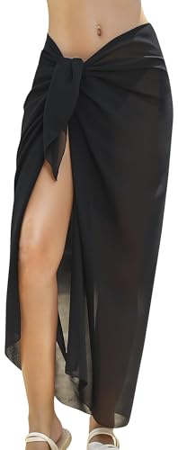 QIZHIQIAMY Pareo Femme Plage Jupe de Plage Femme Cache-Maillots et Sarongs Femmes Pareo Femmes Maillot de Bain pour Plages, Stations Balnéaires et Léger, Vacances et Respirant (Noir)