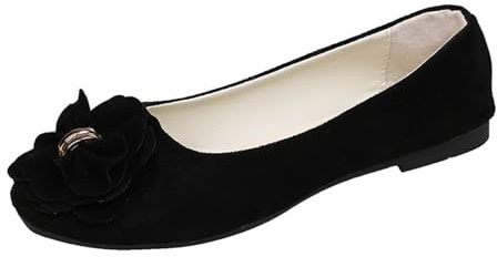 Dam Mary Jane Ballerine med klack - eleganta breda plantor lågskor | Mary Jane rund tå mocka Mary Jane blommig komfort halkfri sula lätta och andningsbara arbetsskor