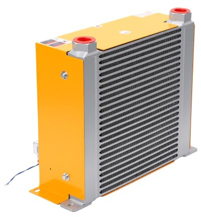 BRRNOO Hydraulisk Luftkylarefläkt Hydraulisk Oljekylare Oljeradiator DC-motor 100L/min 1330m3/H Luftvolym Metallstruktur med 2-G1in Rör för Hydrauliksystemmaskiner