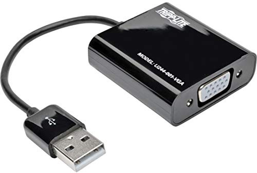 TRIPP LITE Eaton USB to VGA Adapter Multi Monitor External Video Converter, Built-in USB Type-A 2.0 Cable, 1080p @ 60Hz -Windows, Mac & Ubuntu Compatible, 3-Year Warranty (U244-001-VGA)