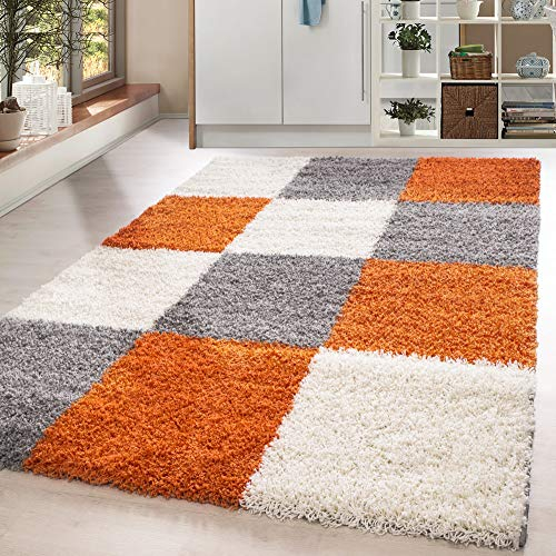HomebyHome Shaggy Teppich Wohnzimmer 120 x 170 cm - Shaggy Teppich Hochflor Terrakotta Extra Weich und Flauschig - Waschbarer Langflor Teppiche für Schlafzimmer, Küche, Flur - Carpet, Halı, Kilim