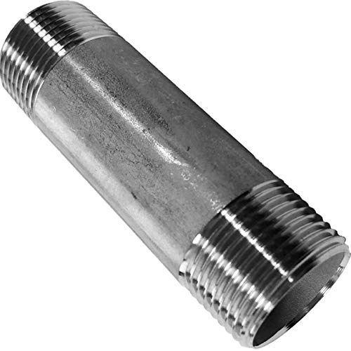 MegaHaustechnik Rohr Lang Doppel Nippel aus V4A Edelstahl 1 1/2 Zoll Außengewinde AG x AG Gesamtlänge 100mm Gewinde Fitting Trinkwasser Verschraubung Verbindung Verlängerung Stück VA INOX