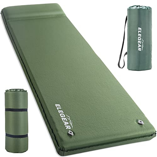 Elegear CumbreX™ Self Inflating Sleeping Pad, 3.15 Ultra-Thick Memory Foam Camping Pad with Pillow Fast Inflating in 20s Insulated Camping Mattress Pad 4-Season Camp Sleeping Mat for Camp/Travel/Tent