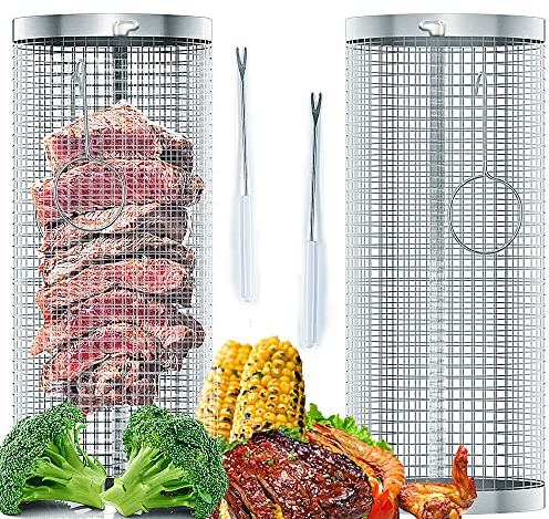 Zylindrischer Grillkorb, Grillkorb Zylindrisch, Grillkorb, Grillkorb Edelstahl, Rolling Grillkorb, 304 Stainless Steel, Zylindrischer Grillkorb 2 Stk, Grillkorb Gemüse, Grillkorb Drehspieß