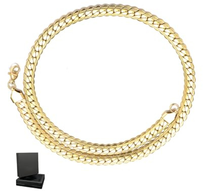 KONFEN Collar Acero Inoxidable Hombre, 7mm * 22 Cadena Cubana Acero Inoxidable, 55cm Collares Cubano Eslabones Gordas Cadenas Necklace Men Regalo de Cumpleaños para Homem Chapa (Plata y Oro)