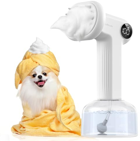 FEELNEEDY Shampoo-Hundebürste 1000mAh Automatisch Schäumendes Hundebürste, Kabelloser Duschblubbers Hundebürste zum Baden von Hunden und Katzen